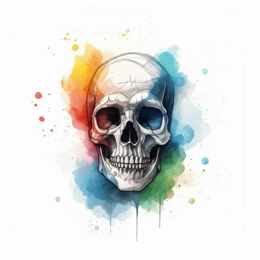 Watercolor Skull Tattoo: Death of Peace of Mind Design Watercolor Skull Tattoo: Death of Peace of Mind Design