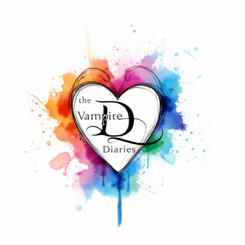Watercolor 'The Vampire Diaries' Heart Tattoo with Hidden Letter D