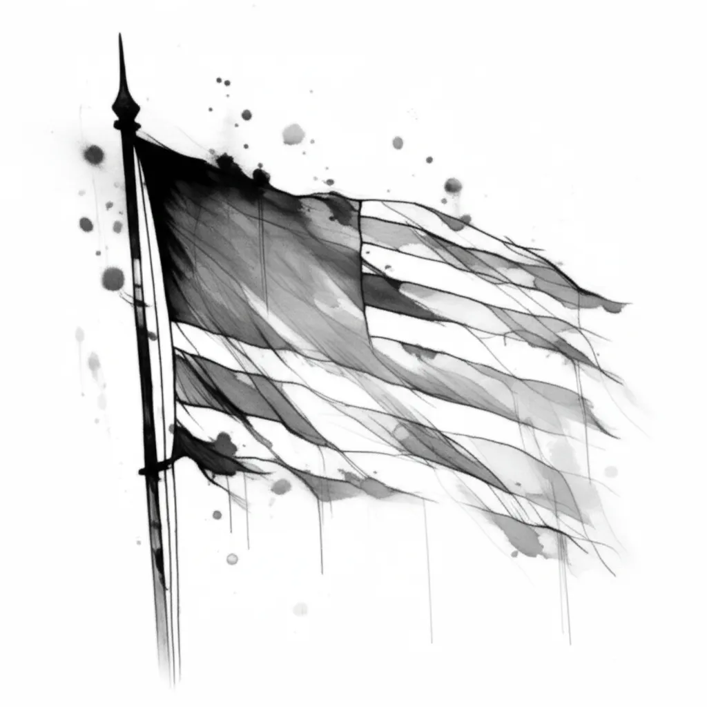 Black and Gray American Flag Watercolor Arm Tattoo Black and Gray American Flag Watercolor Arm Tattoo