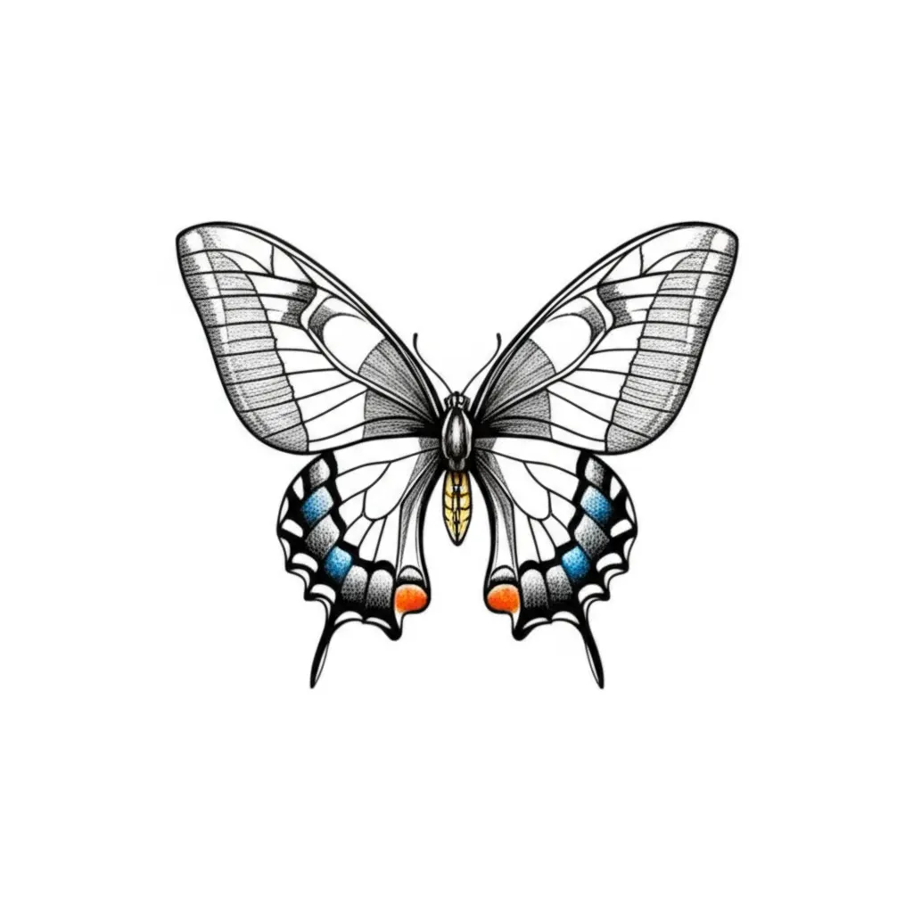 Minimalist Two-Tailed Swallowtail Butterfly Tattoo Design