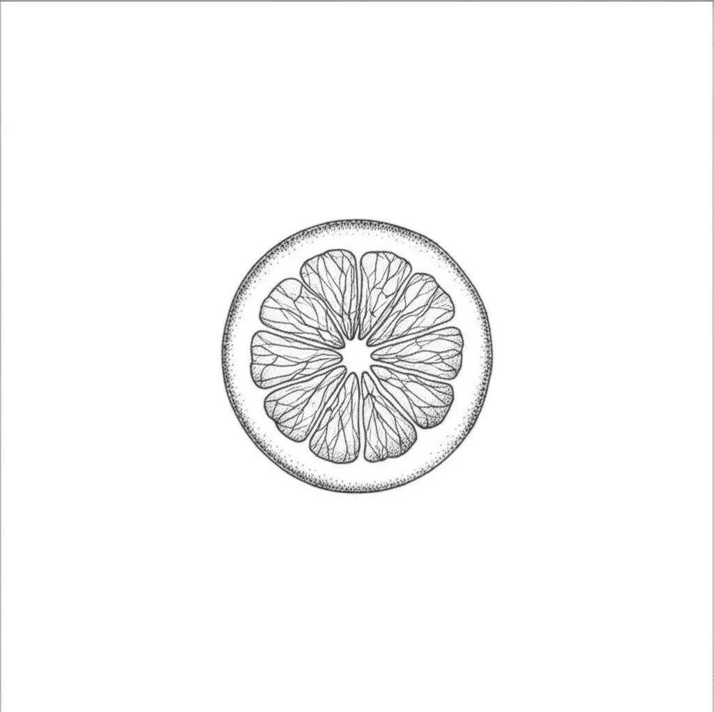 Fine Line Orange Slice Tattoo Idea Fine Line Orange Slice Tattoo Idea