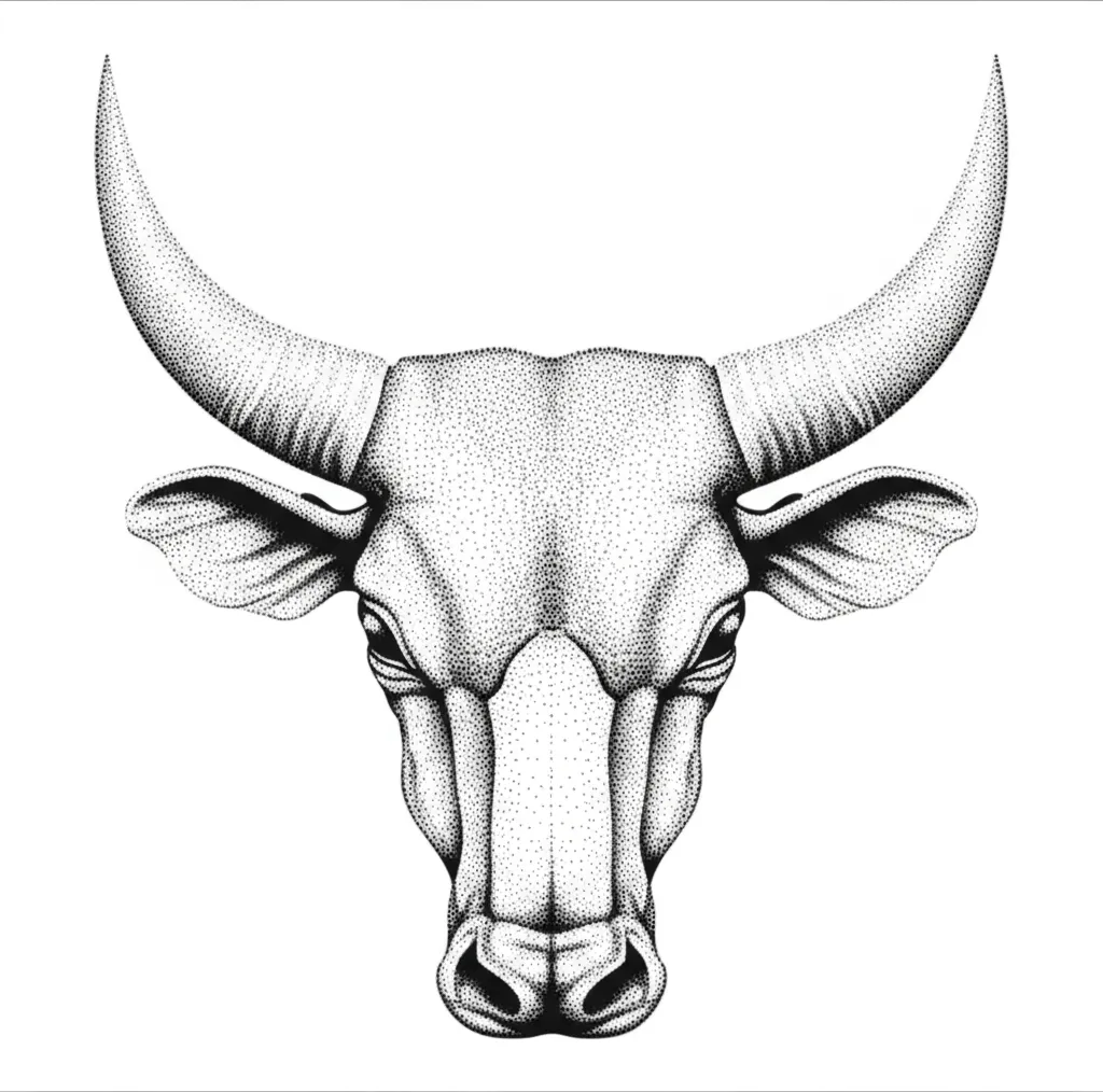 Dotwork Bull Head Tattoo: A Striking Design Dotwork Bull Head Tattoo: A Striking Design