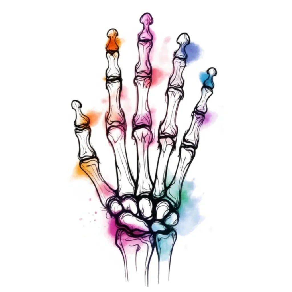 Watercolor Hand Skeleton Tattoo Design Watercolor Hand Skeleton Tattoo Design