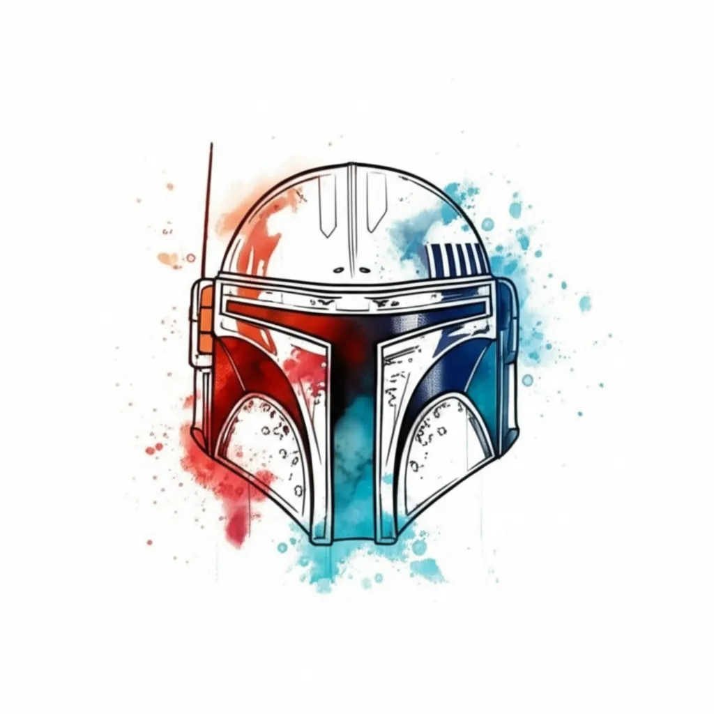 Watercolor Star Wars Bounty Hunter Helmet Tattoo Design Watercolor Star Wars Bounty Hunter Helmet Tattoo Design