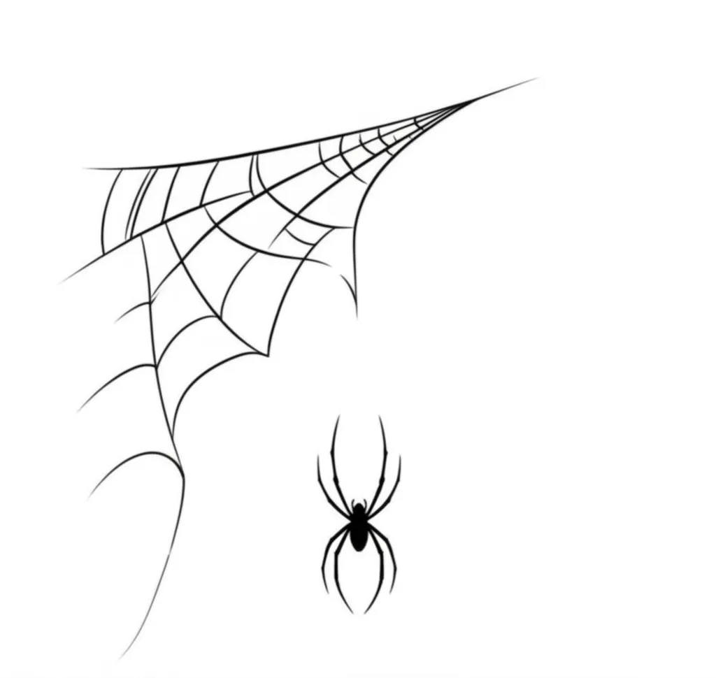 Minimalist Spider Web Tattoo with Spider Design Minimalist Spider Web Tattoo with Spider Design