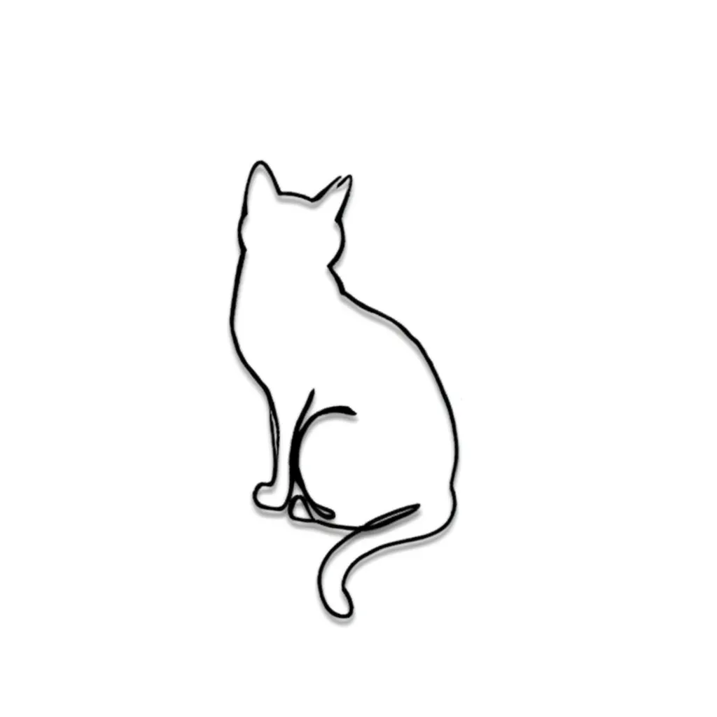 Minimalist Cat Outline Tattoo Behind Ear - Single Line Design Minimalist Cat Outline Tattoo Behind Ear - Single Line Design