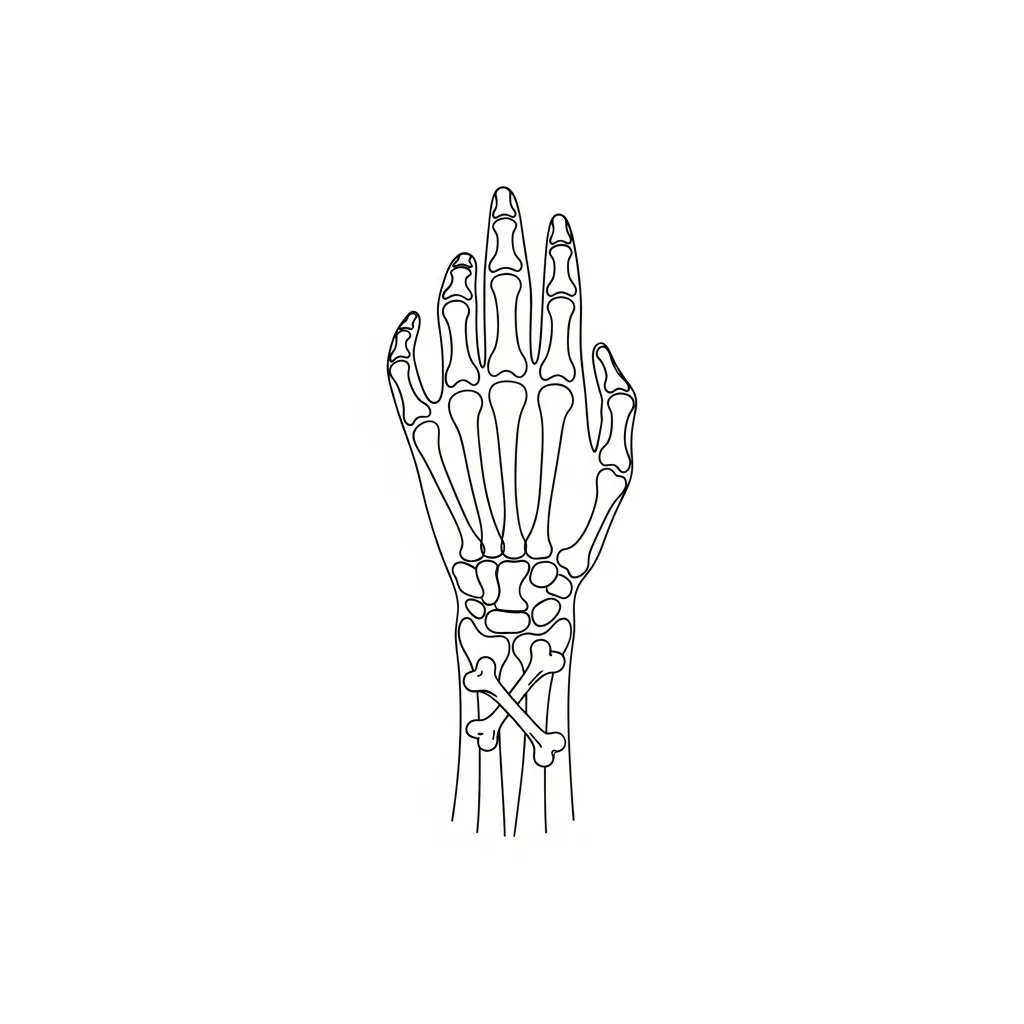 Minimalist Skeleton Hand Tattoo with Dog Bones on Wrist Minimalist Skeleton Hand Tattoo with Dog Bones on Wrist