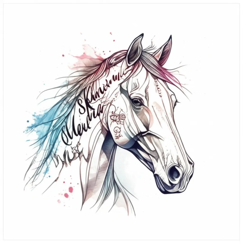 Shania Keyonnie Watercolor Horse Name Tattoo Design Shania Keyonnie Watercolor Horse Name Tattoo Design