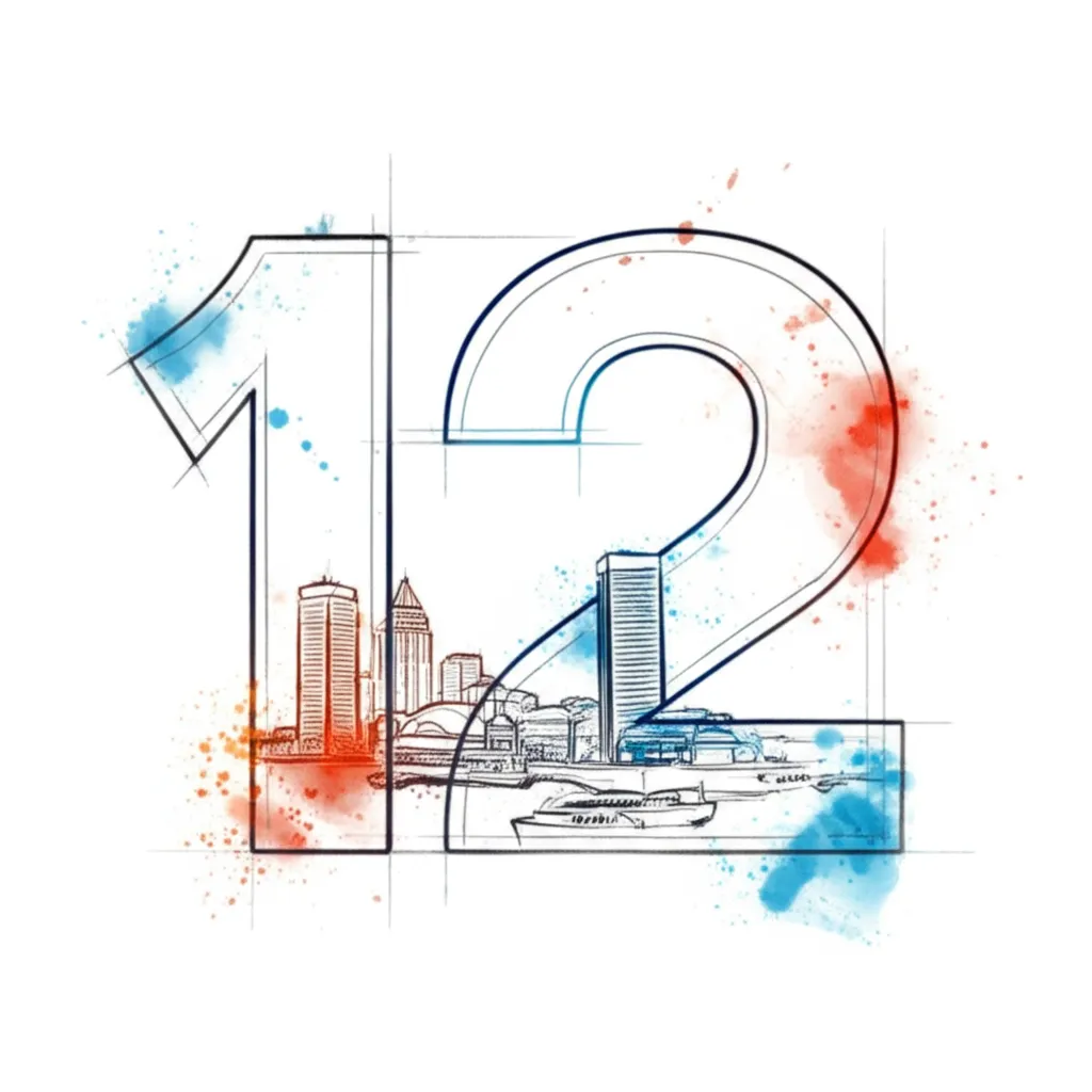 Watercolor Number 12 Baltimore City Tattoo Design