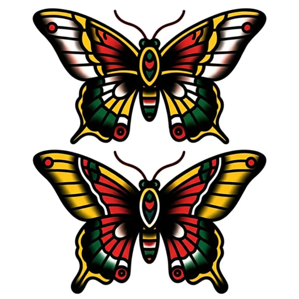 American Traditional Butterfly Tattoo Designs