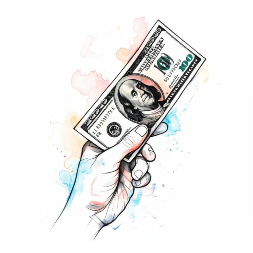 Watercolor $100 Bill Tattoo Design Idea Watercolor $100 Bill Tattoo Design Idea