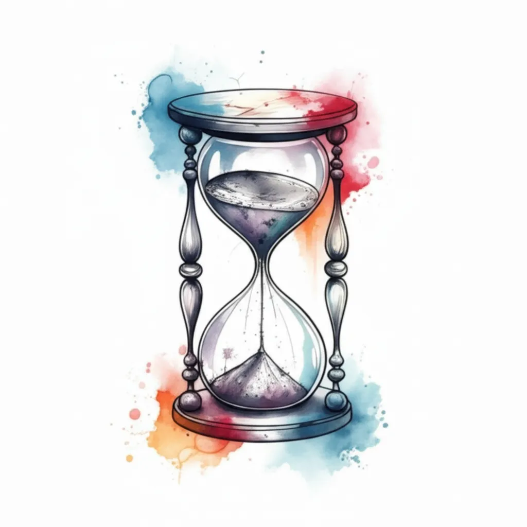 Watercolor Hourglass Tattoo: Live the Present Moment