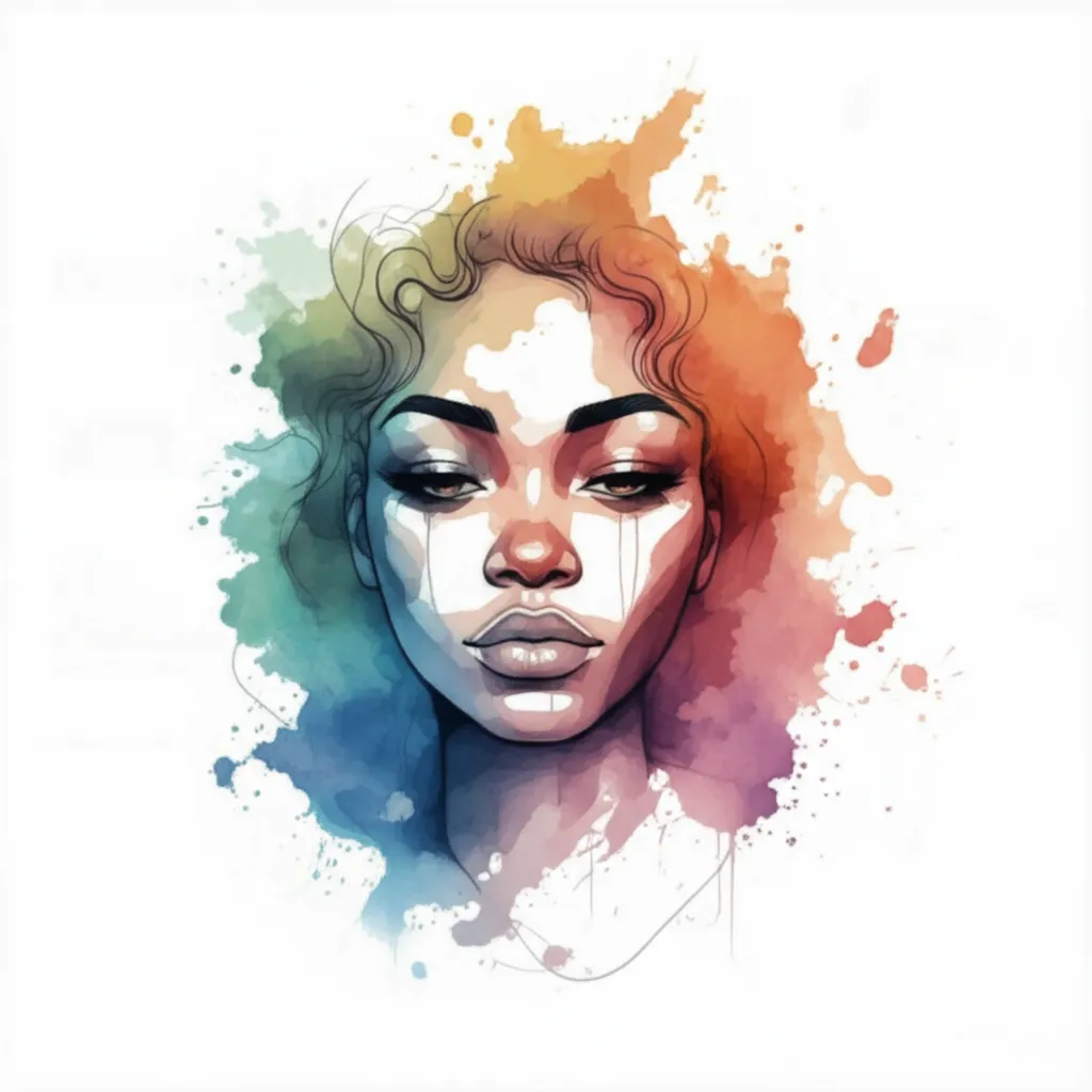 Earthy Spiritual Black Girl Watercolor Tattoo Idea Earthy Spiritual Black Girl Watercolor Tattoo Idea
