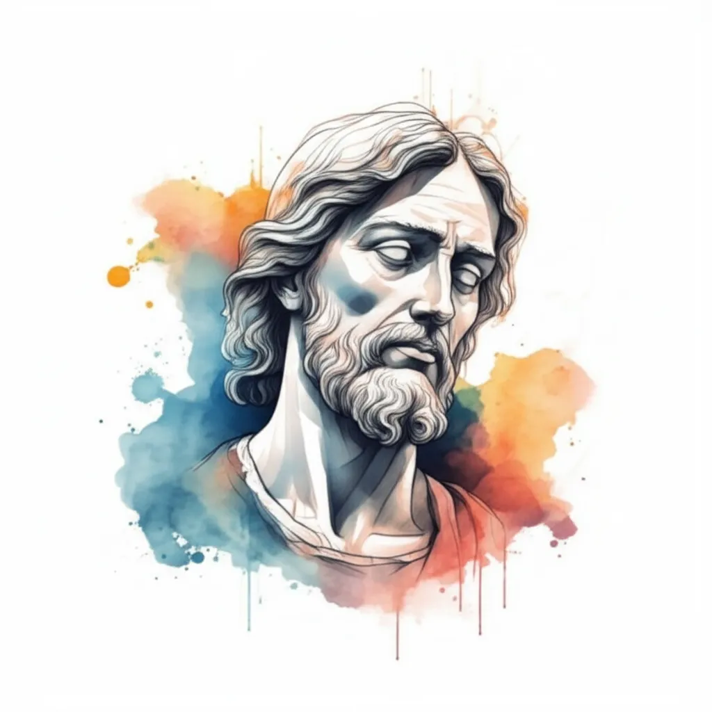 Watercolor Jesus Tattoo with Bible Verse: Therefore Do Not Be Anxious