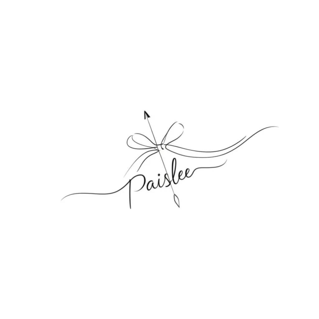 Minimalist Bow and Arrow Tattoo with Name Paislee