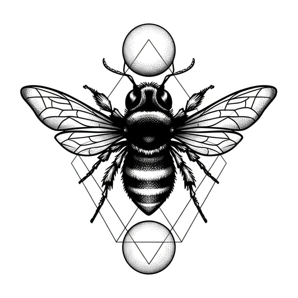 Monochrome Bee Skull Geometry Tattoo Design Monochrome Bee Skull Geometry Tattoo Design