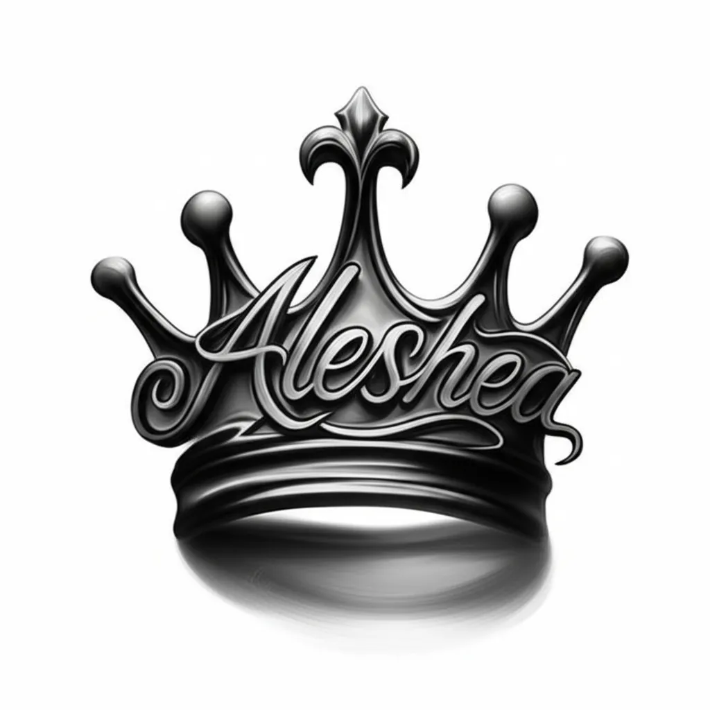 Aleshea Crown Tattoo: Realistic Name Tattoo Design