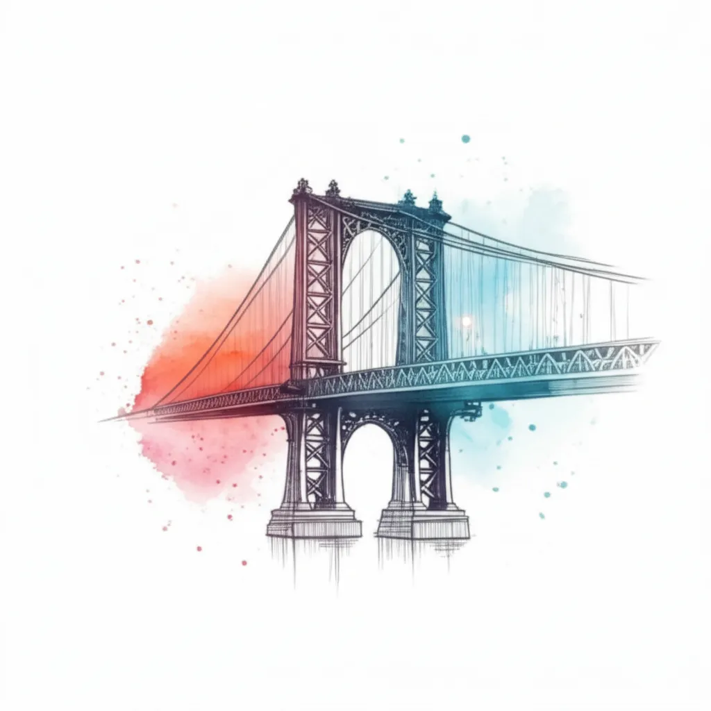 Watercolor Brooklyn Bridge Tattoo Idea
