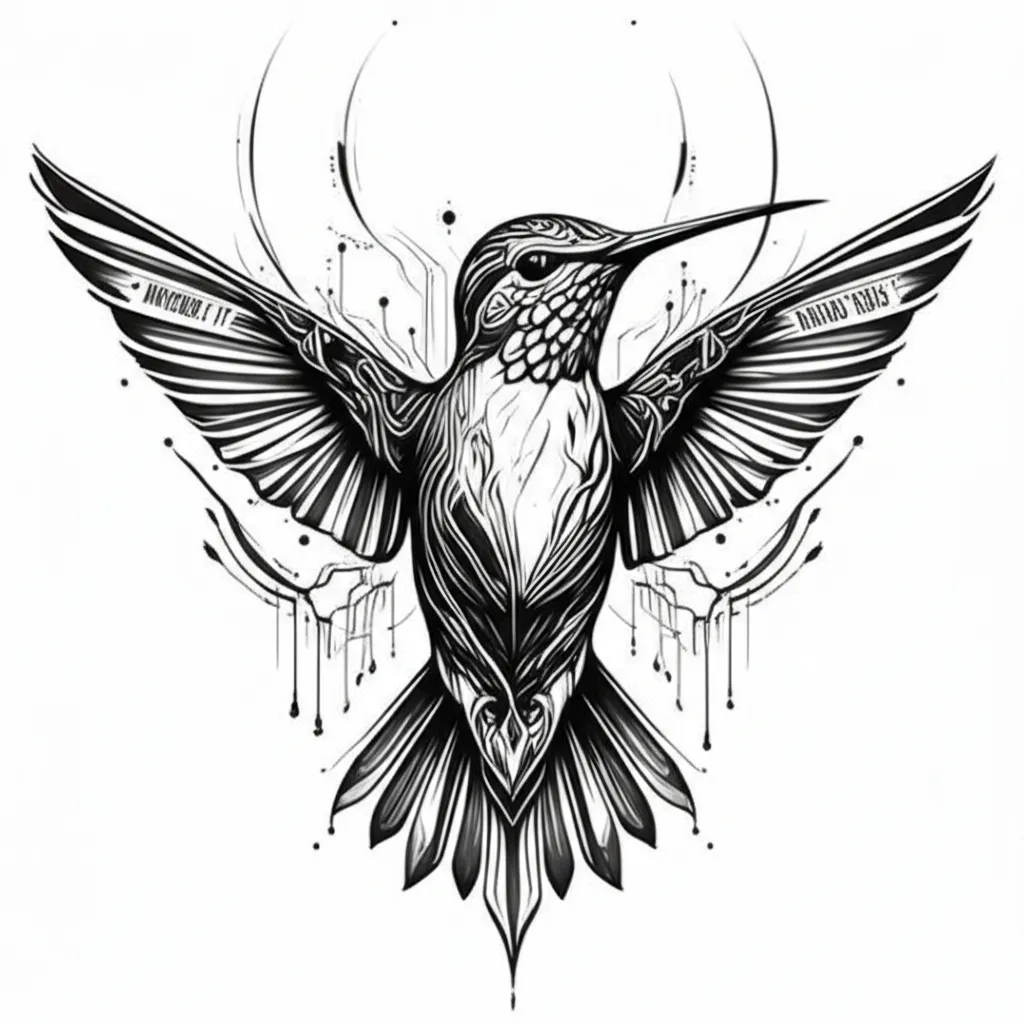 Cyber Sigilism Hummingbird Tattoo with Dates