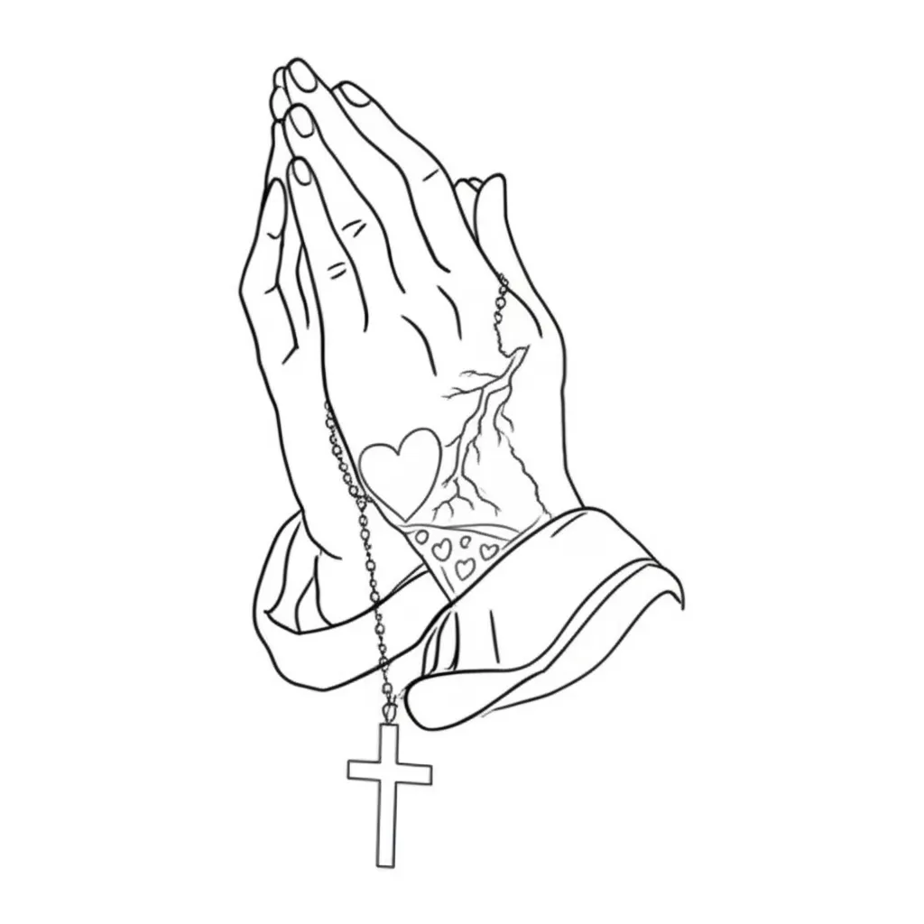 Minimalist Prayer Hands Tattoo with Storm and Hearts Minimalist Prayer Hands Tattoo with Storm and Hearts
