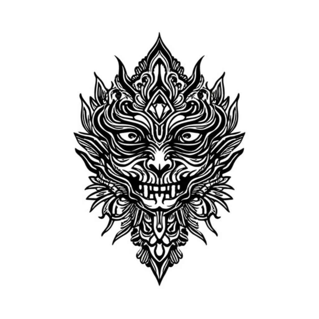 Blackwork Oni Mask Tattoo Design - Japanese Demon Tattoo Blackwork Oni Mask Tattoo Design - Japanese Demon Tattoo
