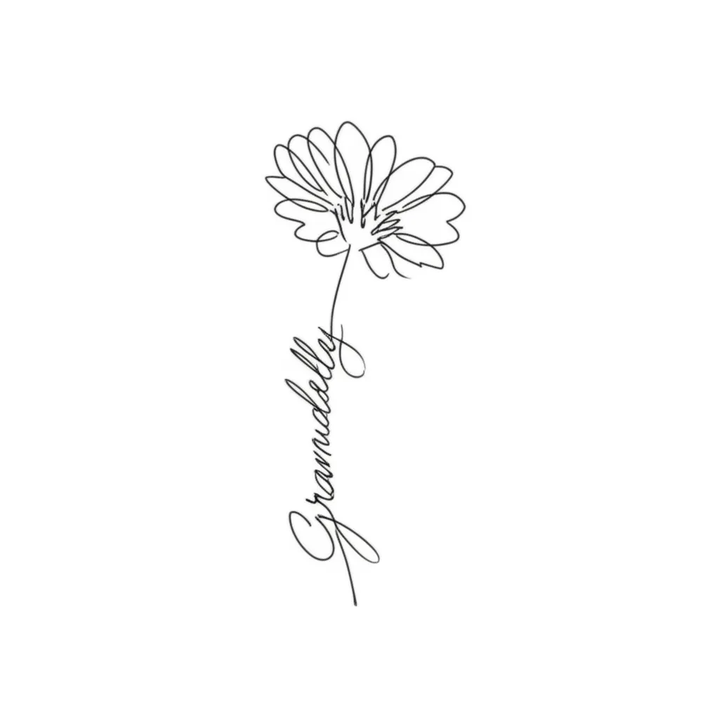 Grandma Sally Daisy Fine Line Tattoo: A Minimalist Memorial Grandma Sally Daisy Fine Line Tattoo: A Minimalist Memorial
