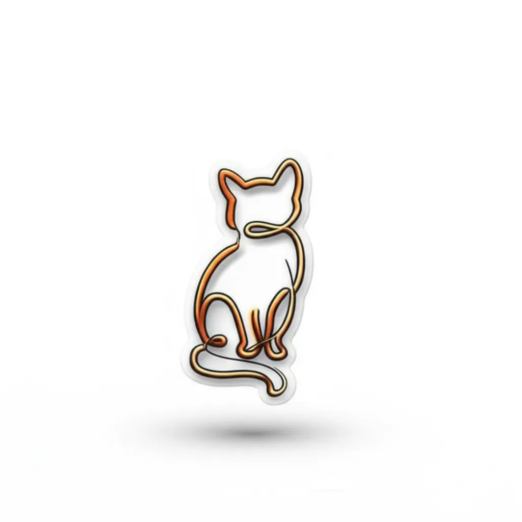 Minimalist Cat Outline Tattoo Behind the Ear - Single Line Design Minimalist Cat Outline Tattoo Behind the Ear - Single Line Design