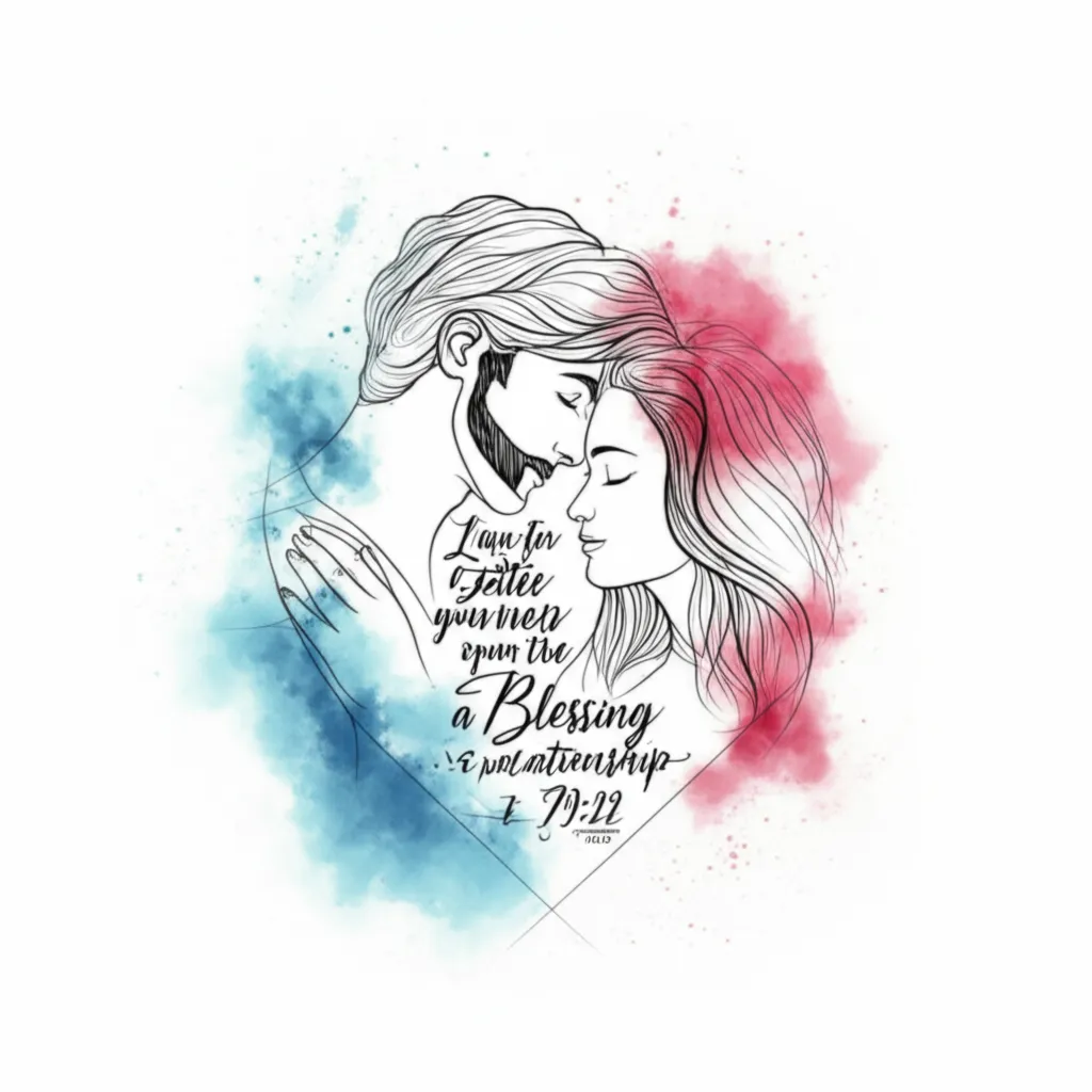 Matching Watercolor Couple Tattoo with Birthdates and Bible Verse