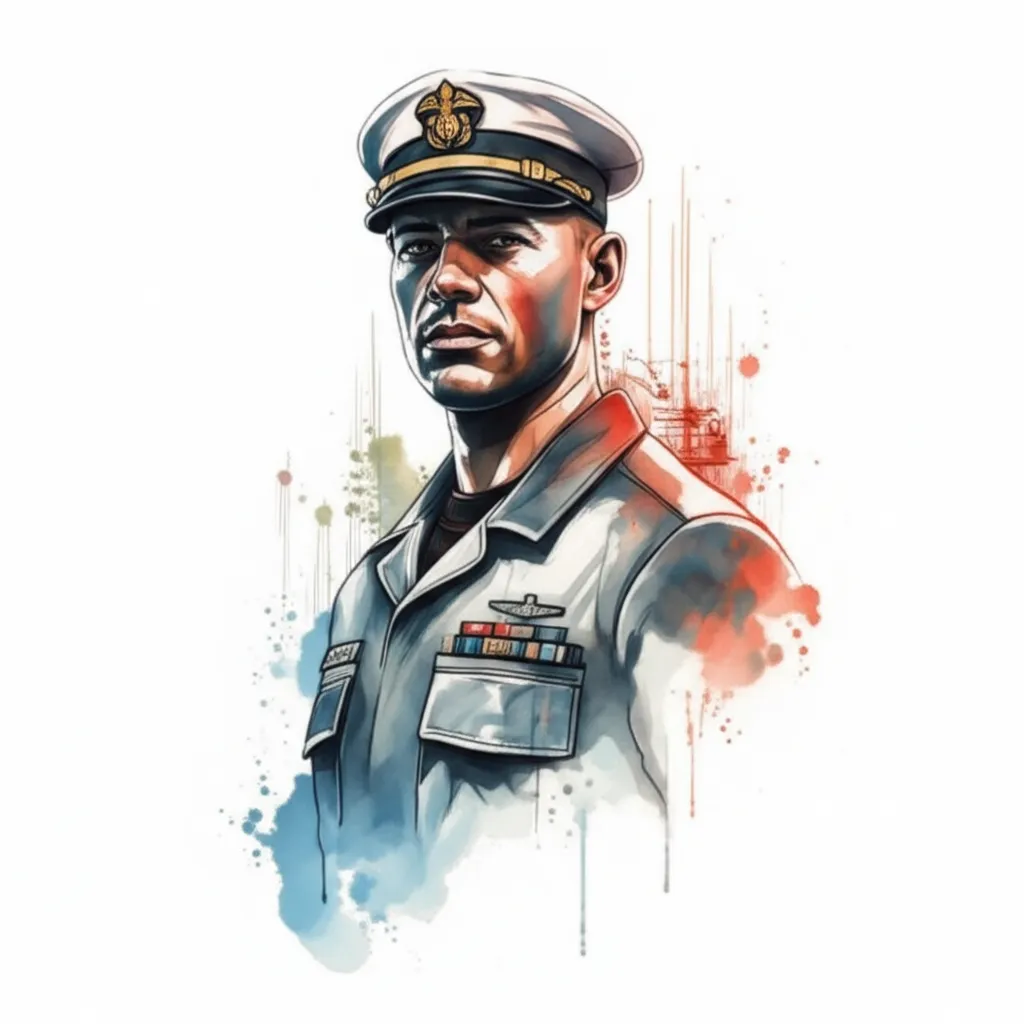 Watercolor Navy Corpsman Tattoo Design on Ship Watercolor Navy Corpsman Tattoo Design on Ship