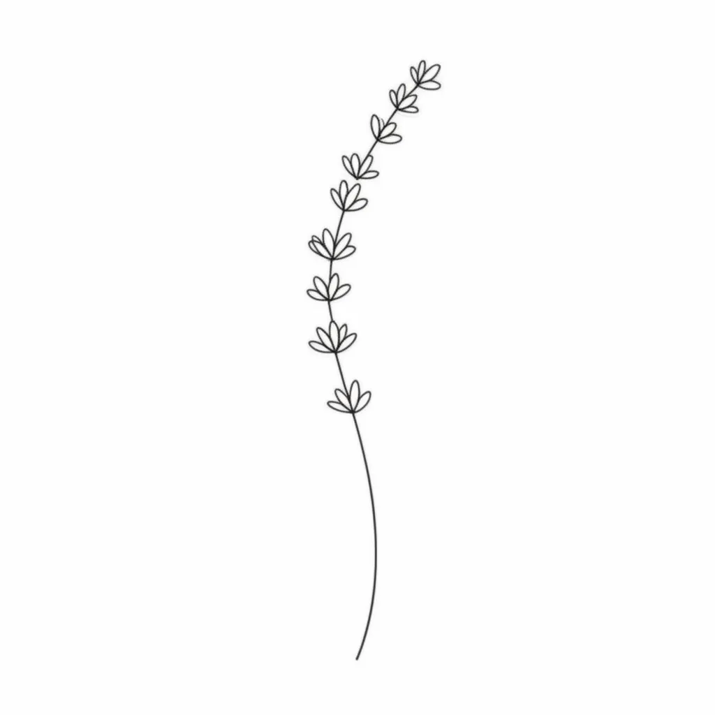 Minimalist Lavender Sprig Fine Line Tattoo Design Minimalist Lavender Sprig Fine Line Tattoo Design