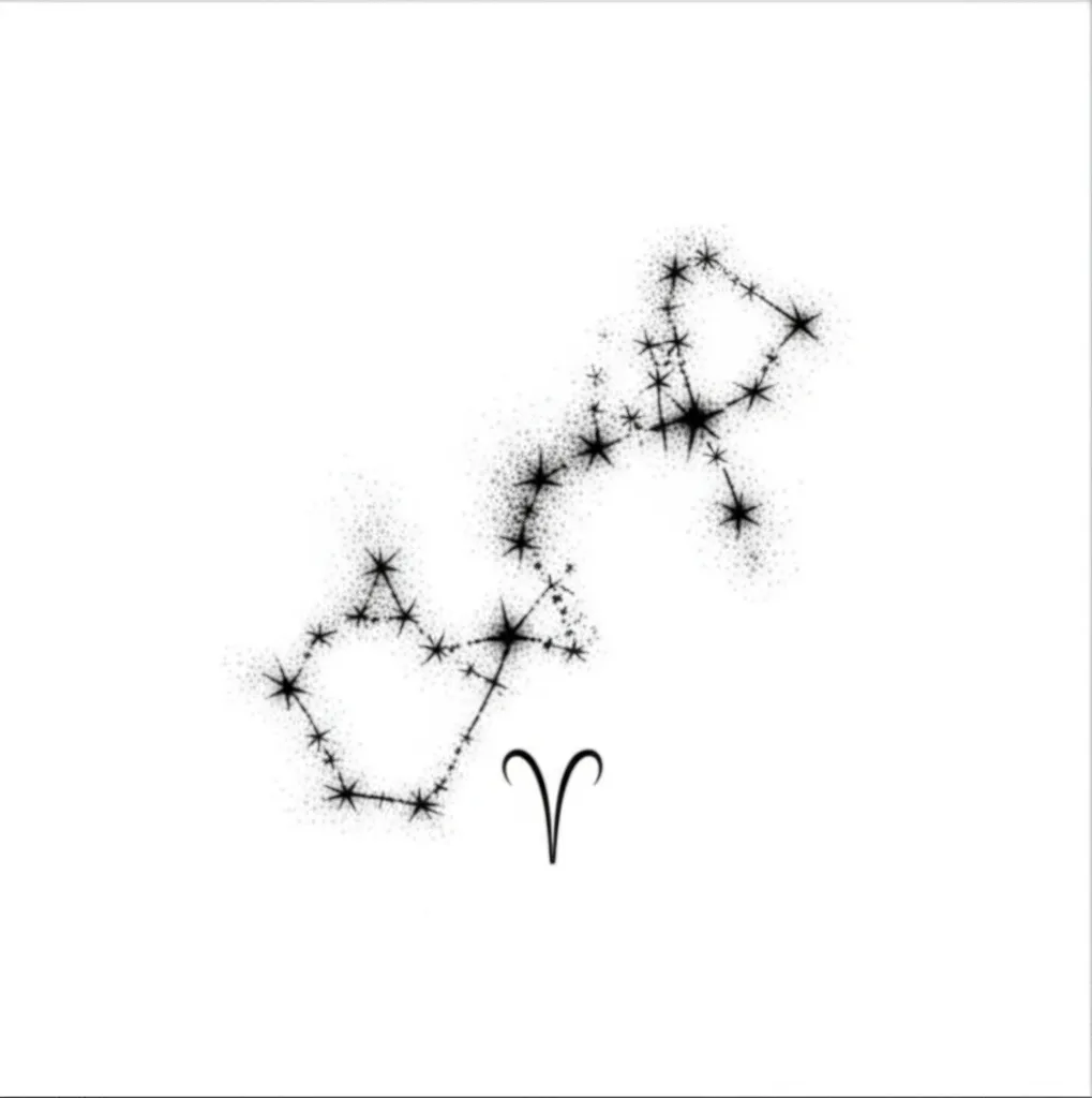 Star Cluster Aries Sign Tattoo for Kevin - Fine Line Style Star Cluster Aries Sign Tattoo for Kevin - Fine Line Style