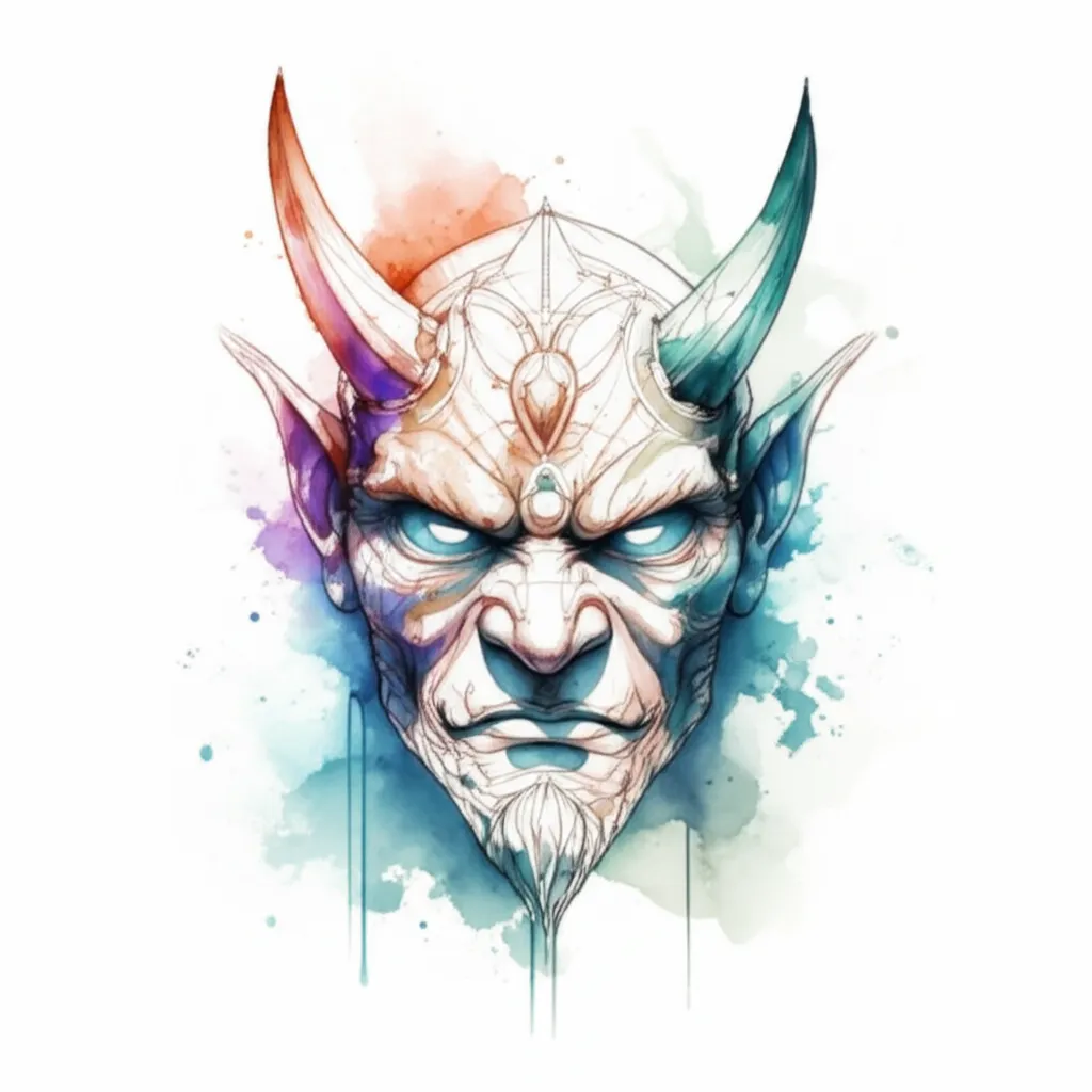 Watercolor Demonio Tattoo Design Watercolor Demonio Tattoo Design