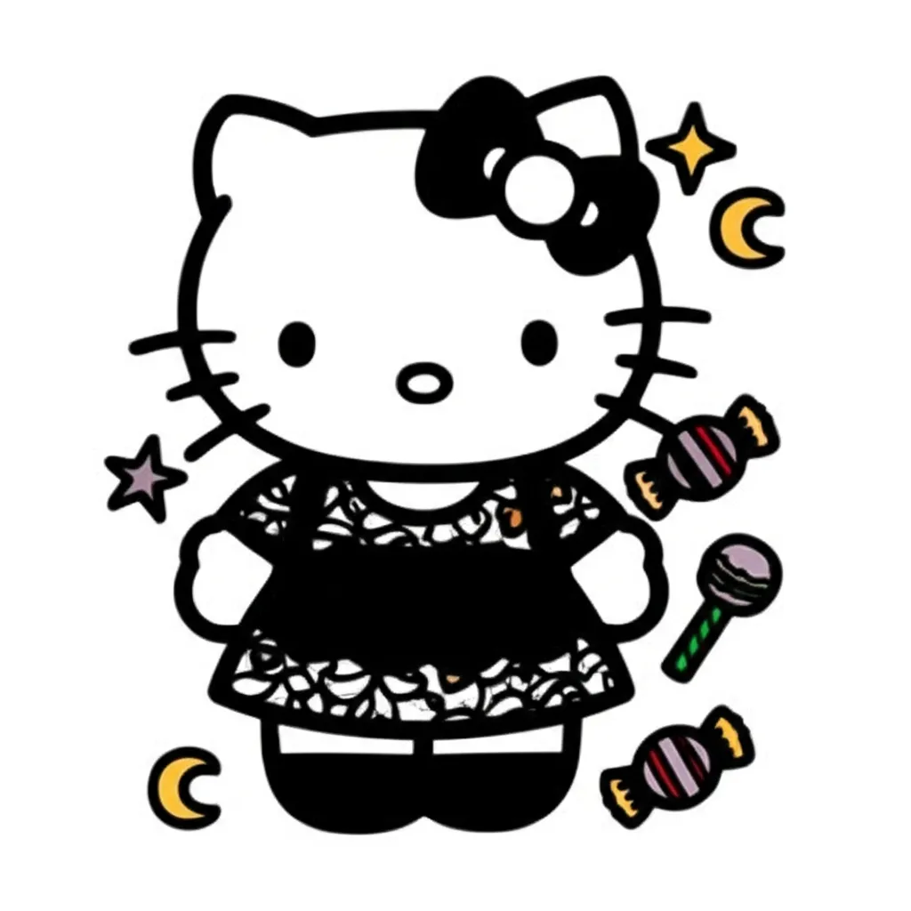 Hello Kitty Goth American Traditional Tattoo Design