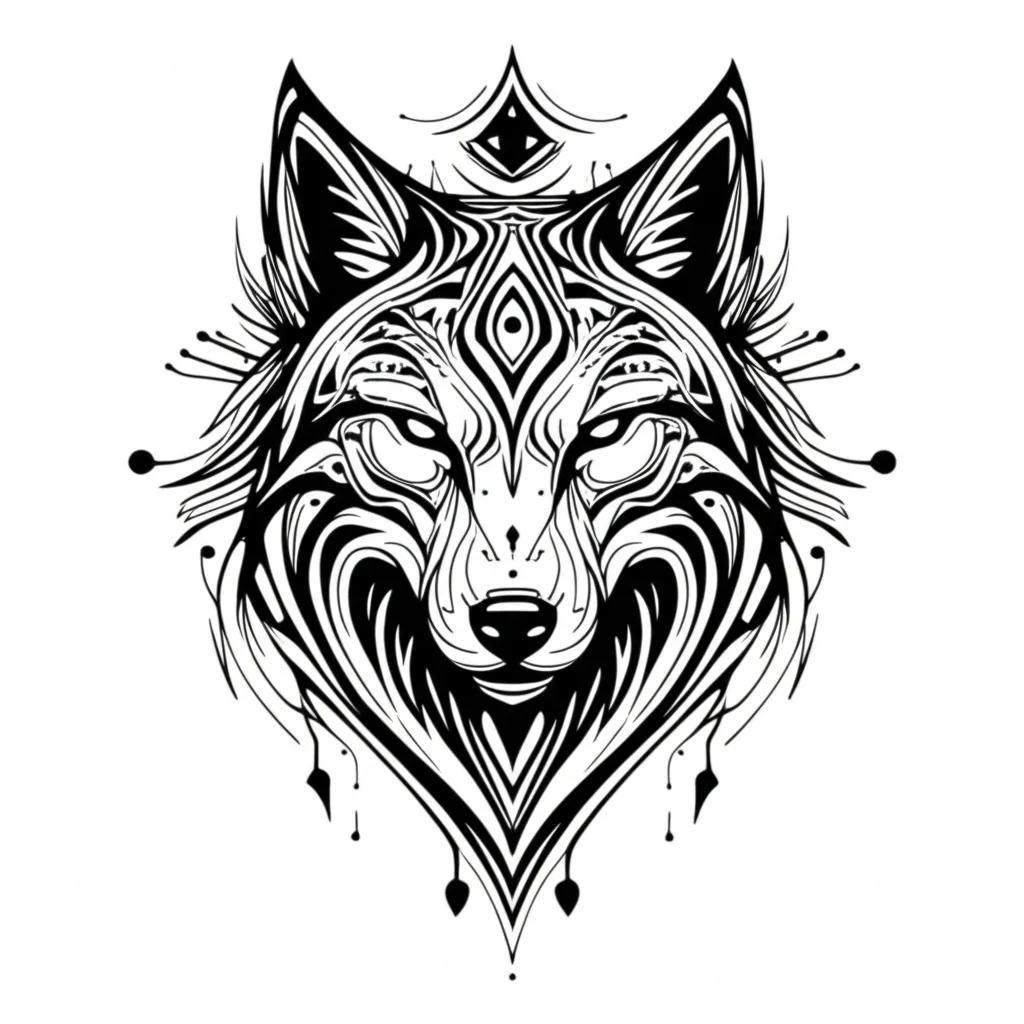 Cyber Sigilism Wolf Tattoo Design