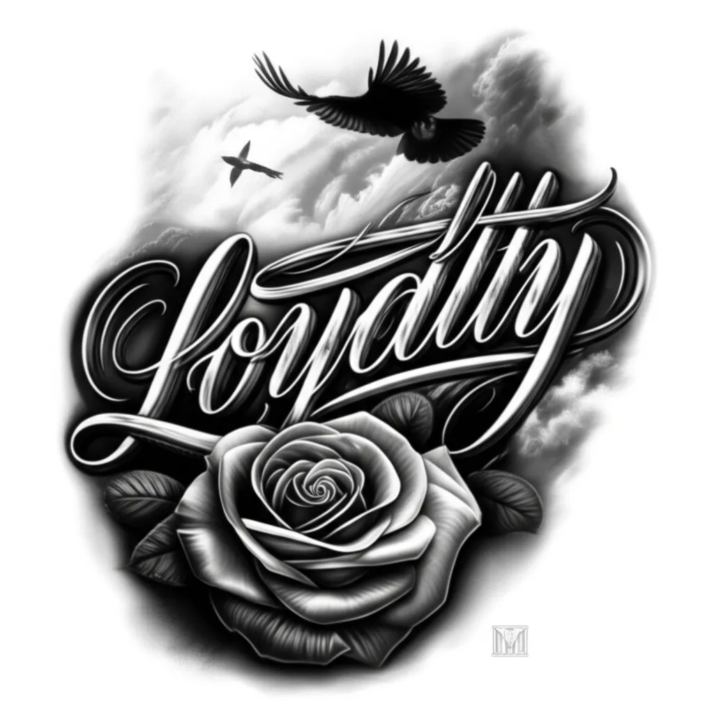 Loyalty Rose Tattoo with Bird and Sky - Realism Style Loyalty Rose Tattoo with Bird and Sky - Realism Style