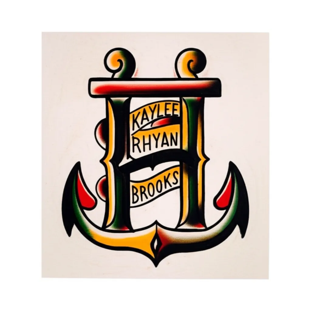 American Traditional Chest Tattoo with Letter H and Names