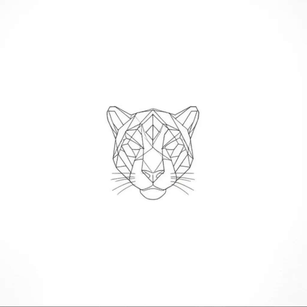 Minimalist Geometric Panther Tattoo Design in Black and Gray Minimalist Geometric Panther Tattoo Design in Black and Gray