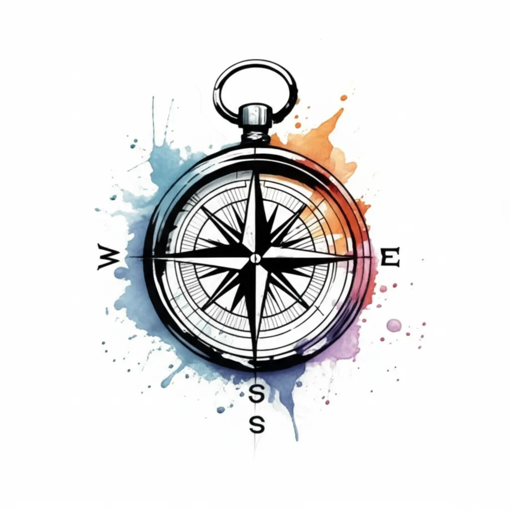 Watercolor Nautical Compass Tattoo Design Watercolor Nautical Compass Tattoo Design