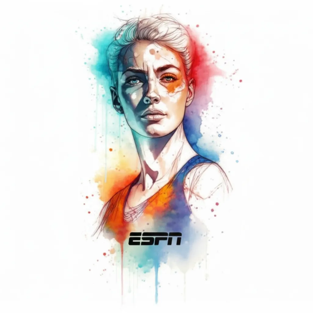 Watercolor Tattoo Design of Alex Morgan with ESPN Logo