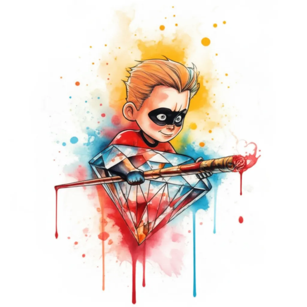Dash Incredibles Diamond Blunt Watercolor Tattoo Design