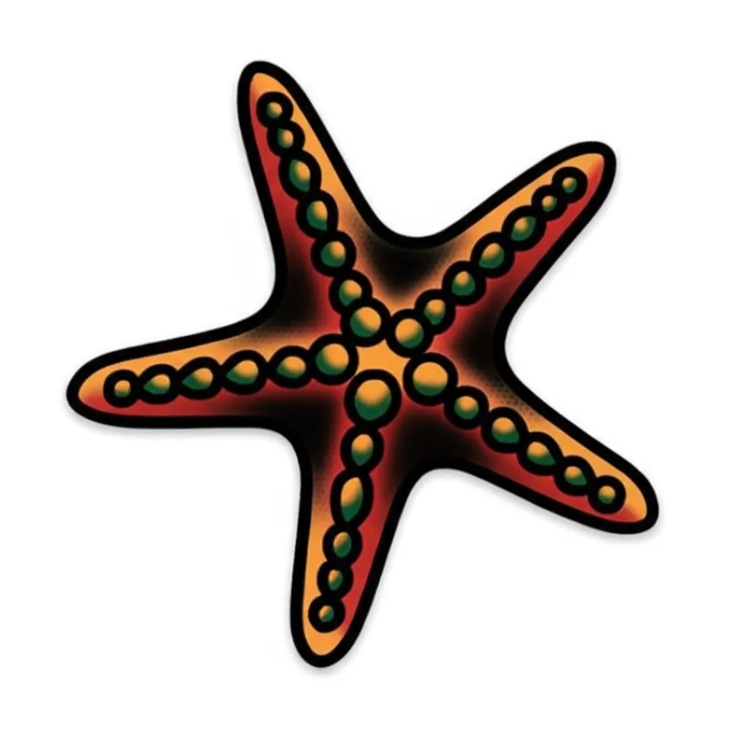 Old School Chocolate Starfish Tattoo Design