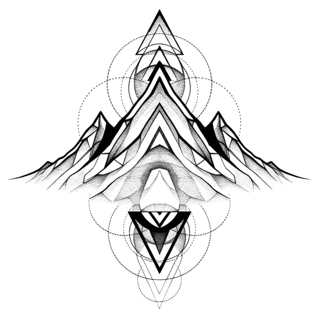 Geometric Mountain Tattoo: Flat Bottom Design & Ideas Geometric Mountain Tattoo: Flat Bottom Design & Ideas