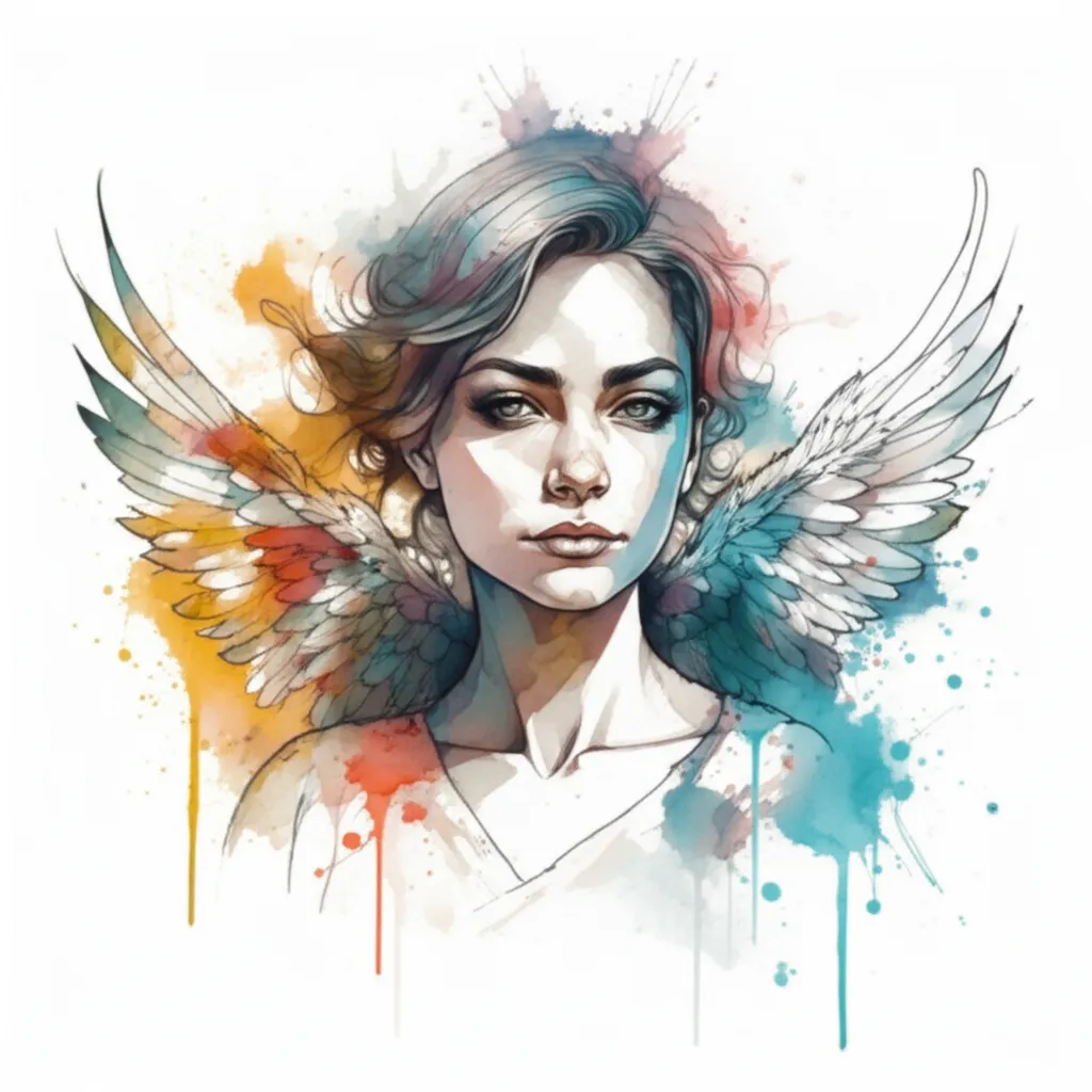 Watercolor Malsaiya with Angel Wings Tattoo Idea Watercolor Malsaiya with Angel Wings Tattoo Idea