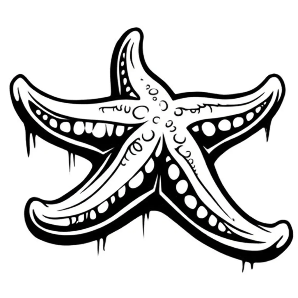 Chocolate Starfish Graffiti Tattoo Design