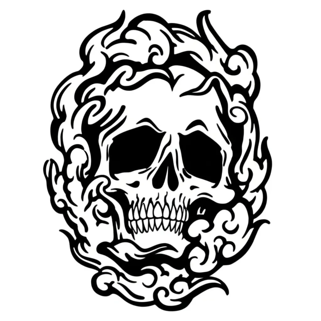 Graffiti Skull Tattoo with Cloud Design Graffiti Skull Tattoo with Cloud Design