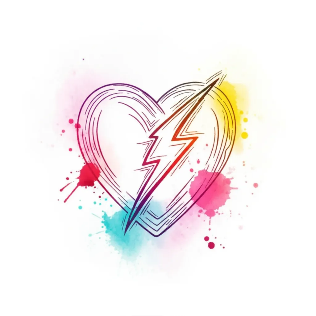 Watercolor Heart with Bolt Tattoo: Meaning & Designs Watercolor Heart with Bolt Tattoo: Meaning & Designs