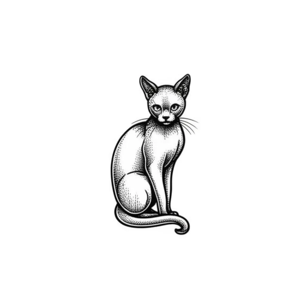 Cat Outline Tattoo Behind Ear: Single Line, Minimalist Design Cat Outline Tattoo Behind Ear: Single Line, Minimalist Design