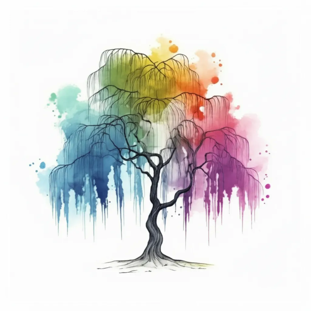 Watercolor Willow Tree Tattoo Design Watercolor Willow Tree Tattoo Design