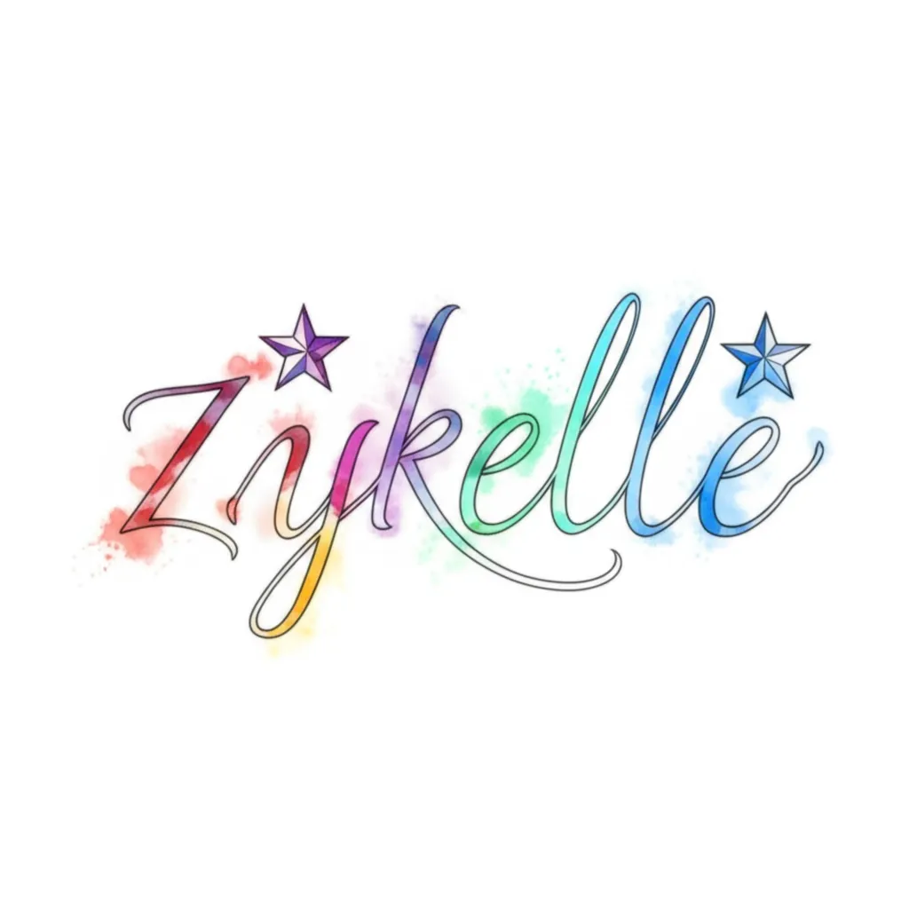 Zykelle Watercolor Name Tattoo with Stars - Unique Design