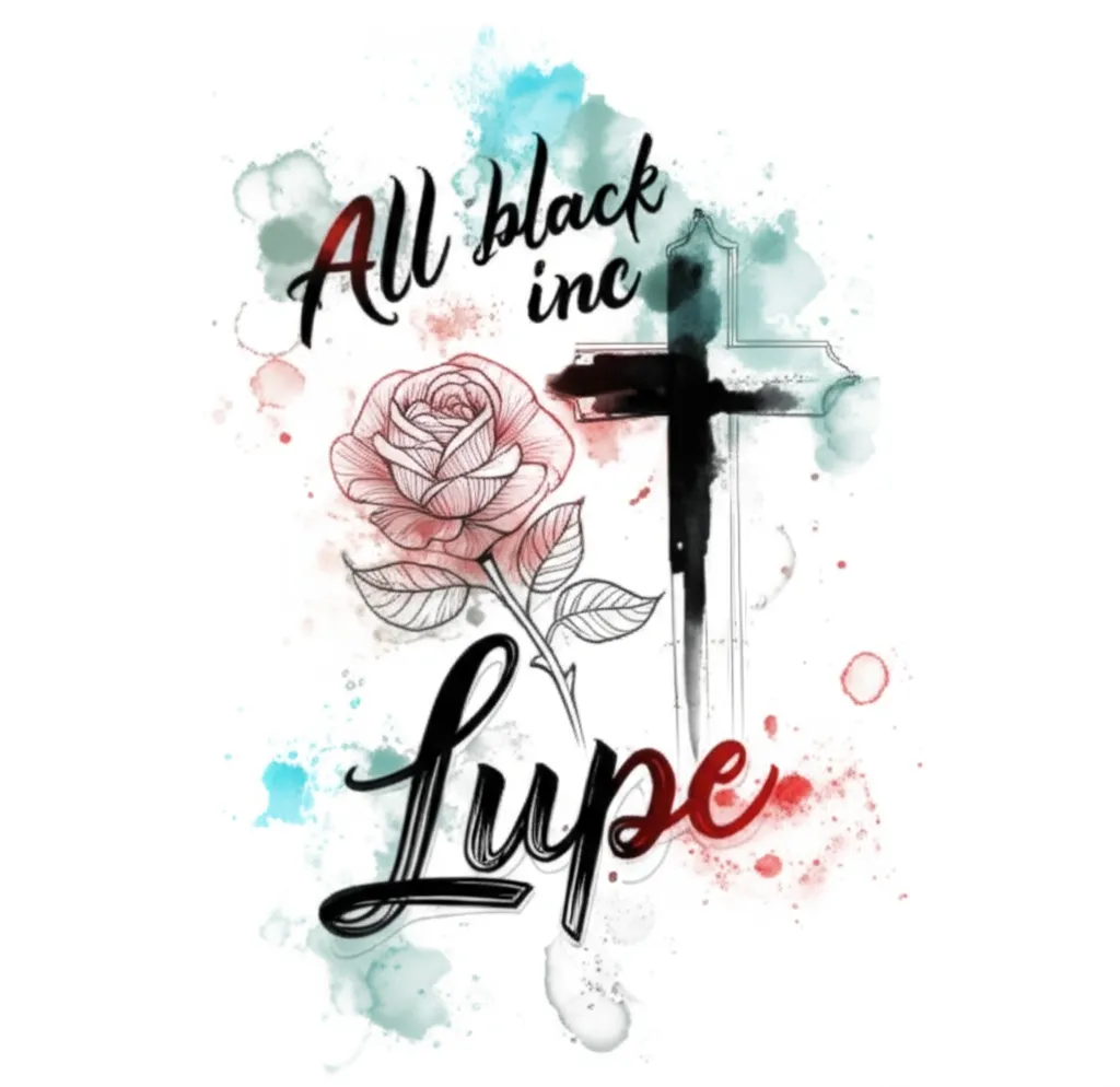 All Black Inc Lupe Rose and Cross Watercolor Tattoo Design All Black Inc Lupe Rose and Cross Watercolor Tattoo Design